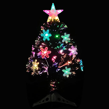 Vidaxl Weihnachtsbaum mit LED -Schneeflocken 64 cm Faserschwarz schwarz