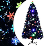Vidaxl Weihnachtsbaum mit LED -Schneeflocken 120 cm Faserschwarz schwarz