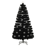 Vidaxl Weihnachtsbaum mit LED -Schneeflocken 120 cm Faserschwarz schwarz