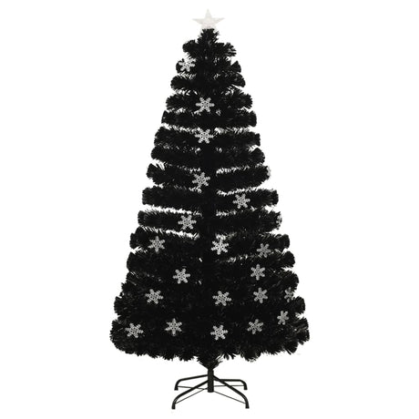Vidaxl Weihnachtsbaum mit LED -Schneeflocken 120 cm Faserschwarz schwarz