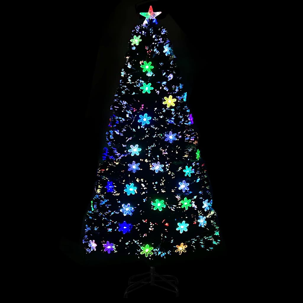 VidaXL Weihnachtsbaum mit LED-Schneeflocken 120 cm Fiberglas Schwarz