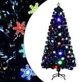 Vidaxl Weihnachtsbaum mit LED -Schneeflocken 150 cm Faserschwarz schwarz