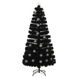 Vidaxl Weihnachtsbaum mit LED -Schneeflocken 150 cm Faserschwarz schwarz