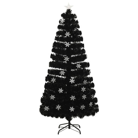 Vidaxl Weihnachtsbaum mit LED -Schneeflocken 150 cm Faserschwarz schwarz