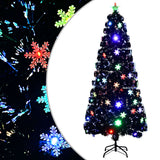 Vidaxl Weihnachtsbaum mit LED -Schneeflocken 180 cm Faserschwarz schwarz