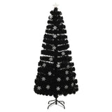 Vidaxl Weihnachtsbaum mit LED -Schneeflocken 180 cm Faserschwarz schwarz