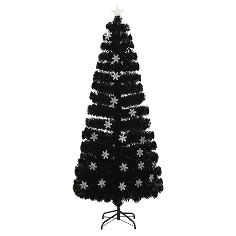 VidaXL Weihnachtsbaum mit LED-Schneeflocken 210 cm Fiberglas Schwarz
