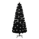 Vidaxl Weihnachtsbaum mit LED -Schneeflocken 210 cm Faserschwarz schwarz