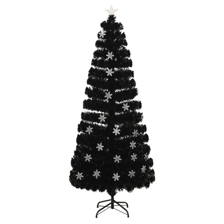 Vidaxl Weihnachtsbaum mit LED -Schneeflocken 210 cm Faserschwarz schwarz
