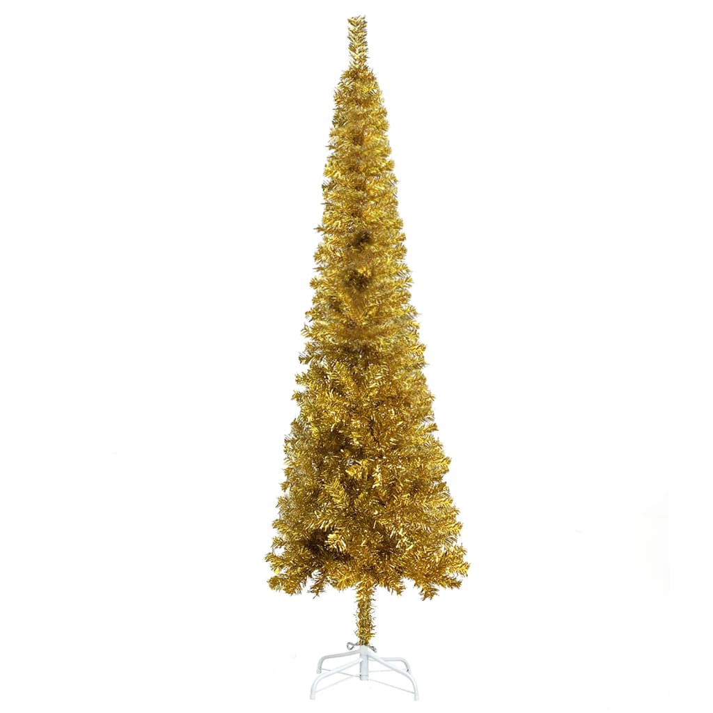 VidaXL Weihnachtsbaum schmal 210 cm goldfarben