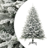 Vidaxl kunstkerstboom met sneeuwvlokken 210 cm pvc en pe groen