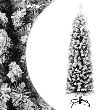 Vidaxx künstlicher Weihnachtsbaum mit Schnee schmal 120 cm PVC grün