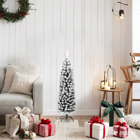 Vidaxx künstlicher Weihnachtsbaum mit Schnee schmal 120 cm PVC grün
