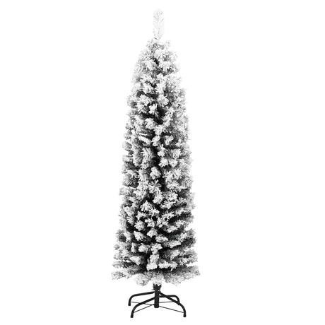Vidaxx künstlicher Weihnachtsbaum mit Schnee schmal 120 cm PVC grün