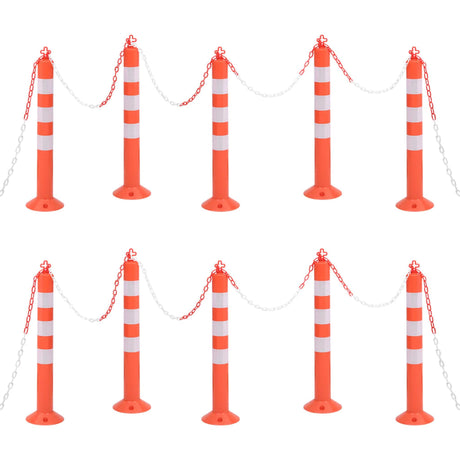 VIDAXL -Verkehrsmasten mit Kette 10 PCs 75 cm PE