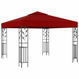 Vidaxx Pavillon mit LED-Lichterkette 3x3 m weinrot