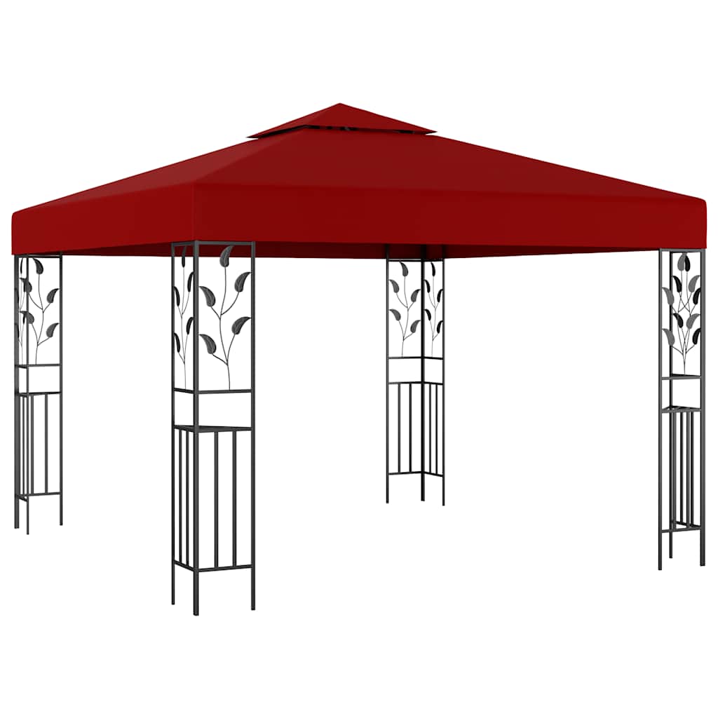 VidaXL Pavillon mit LED-Lichterkette 3x3 m Weinrot