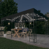 Vidaxl -Laube mit Doppeldach und LED -Licht 3x4 m Anthrazitfarbe