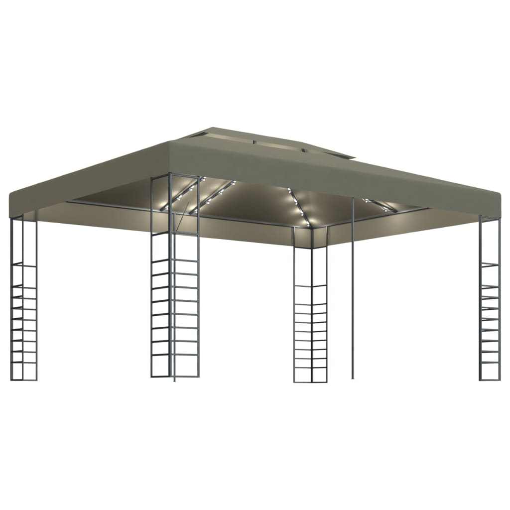 VidaXL Pavillon mit LED-Lichterkette 3x4 m Taupe