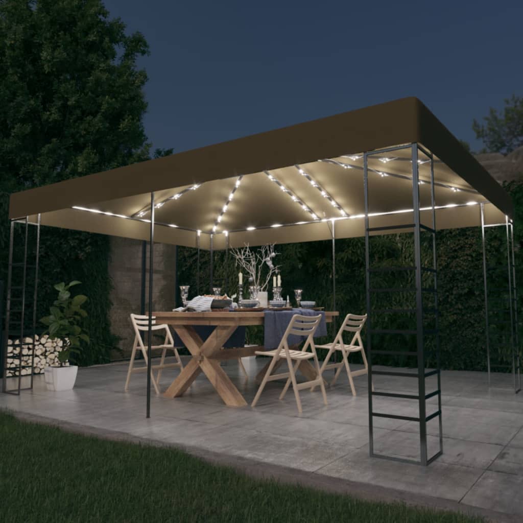 VidaXL Pavillon mit LED-Lichterkette 3x4 m Taupe