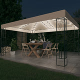 Vidaxl-Laube mit LED Light Garland 3x4 m Stoff cremefarben