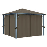 Vidaxl -Laube mit Vorhang und LED Light Garland 3x3 M Aluminium Taupe