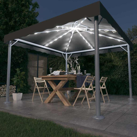 Vidaxx Pavillon mit LED-Lichterkette 300 x 300 cm, Farbe Aluminium Anthrazit