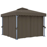 Vidaxl -Laube mit Vorhang und LED Light Garland 3x3 m Taupe