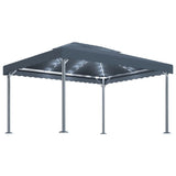 Vidaxl -Laube mit LED -Lichtgirlande 400 x 300 cm Aluminium -Anthrazitfarbe