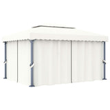 Vidaxl -Laube mit Vorhang und LED Light Girland 4x3 M Creme Weiß