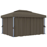 Vidaxl -Laube mit Vorhang und LED Light Garland 4x3 m Taupe