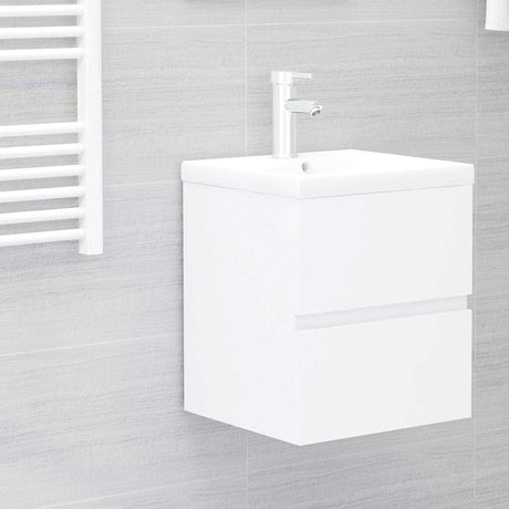 Vidaxl wastafelkast met ingebouwde wastafel spaanplaat wit