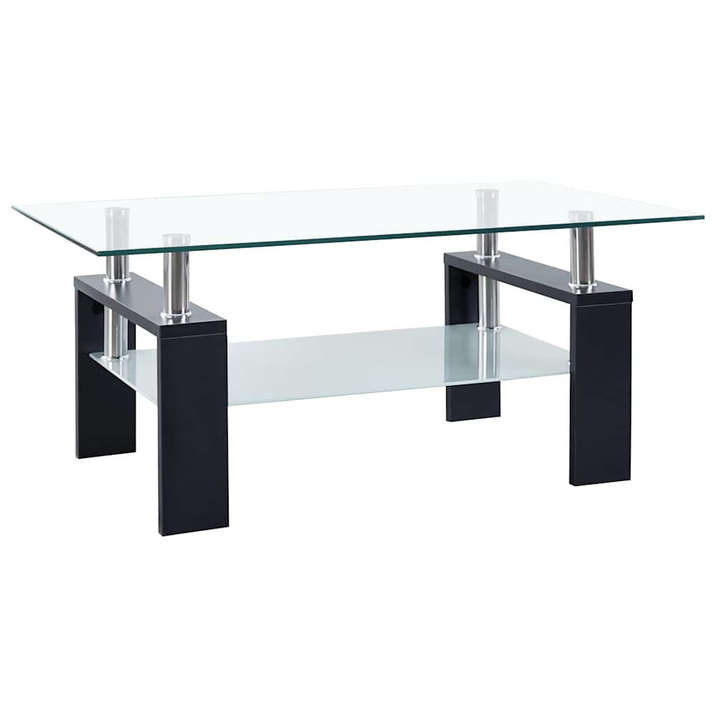 Vidaxl salontafel 95x55x40 cm gehard glas transparant en zwart