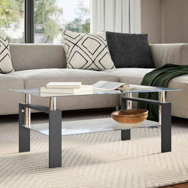 Vidaxl salontafel 95x55x40 cm gehard glas transparant en zwart