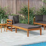 Vidaxl ligbed met 1 armleuning massief acaciahout donkergrijs