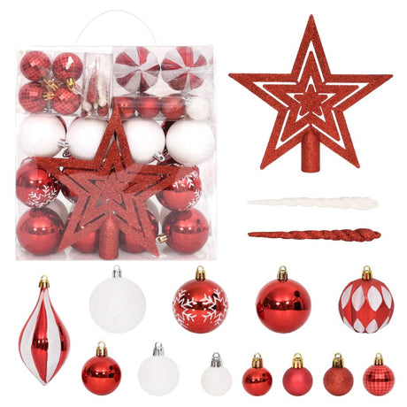 Vidaxl 64-teilige Weihnachtskugel Set rot und weiß
