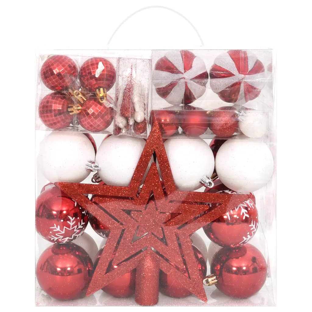 Vidaxl 64-teilige Weihnachtskugel Set rot und weiß