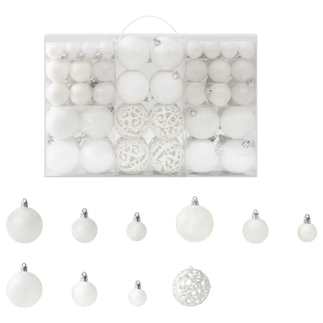 VidaXL 100-teiliges Weihnachtskugel-Set Weiß