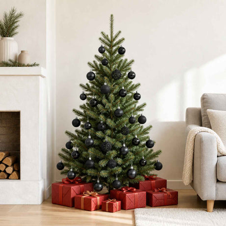 VidaXL 100-teiliges Weihnachtskugel-Set Schwarz