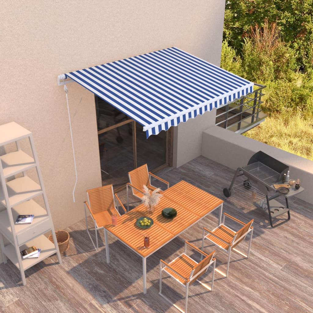 Vidaxl Luifel erstreckt sich automatisch 300x250 cm blau und weiß