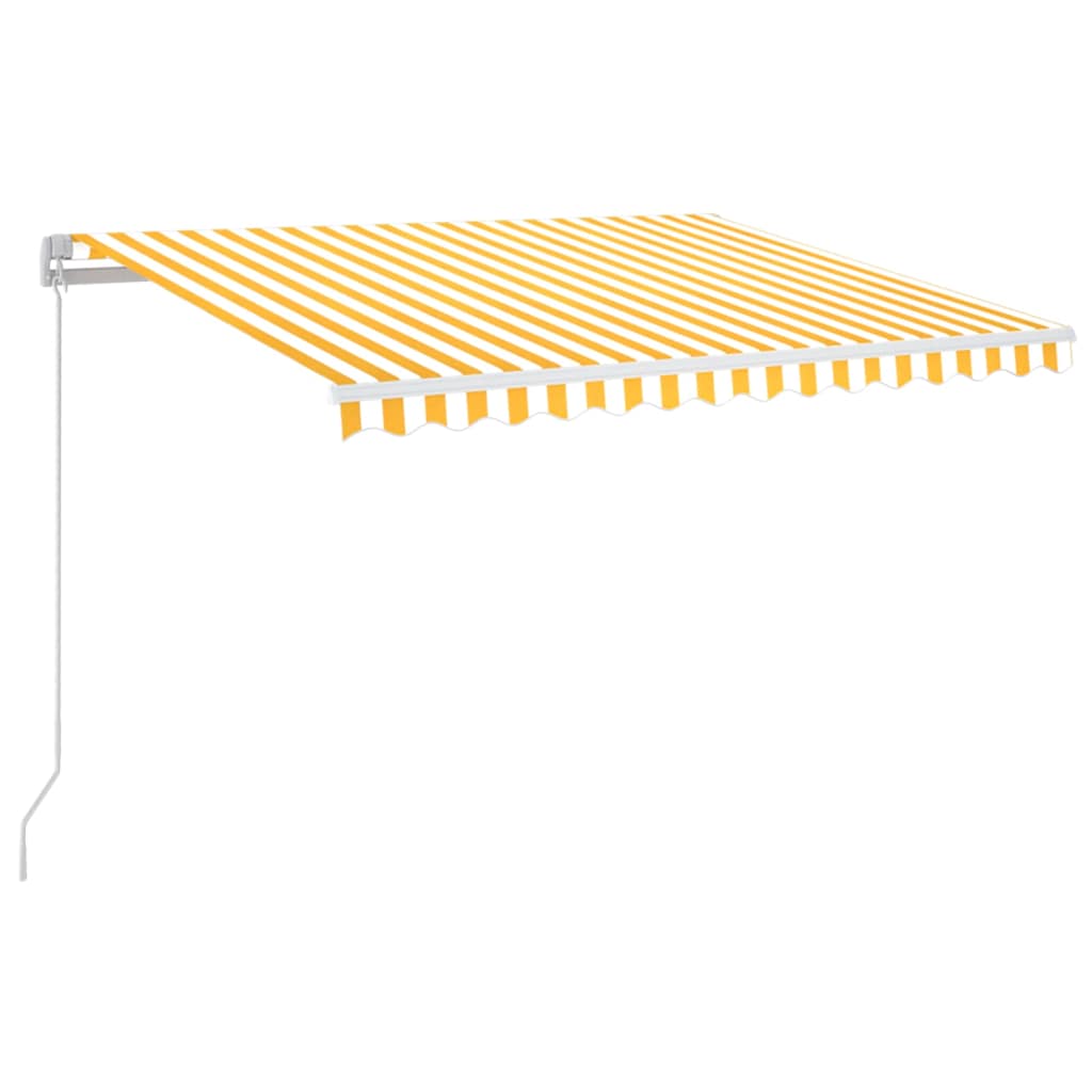 Vidaxx-Markise manuell ausziehbar mit LED 350x250 cm gelb und weiß