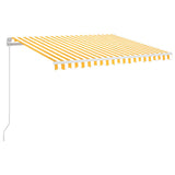Vidaxx-Markise manuell ausziehbar mit LED 350x250 cm gelb und weiß
