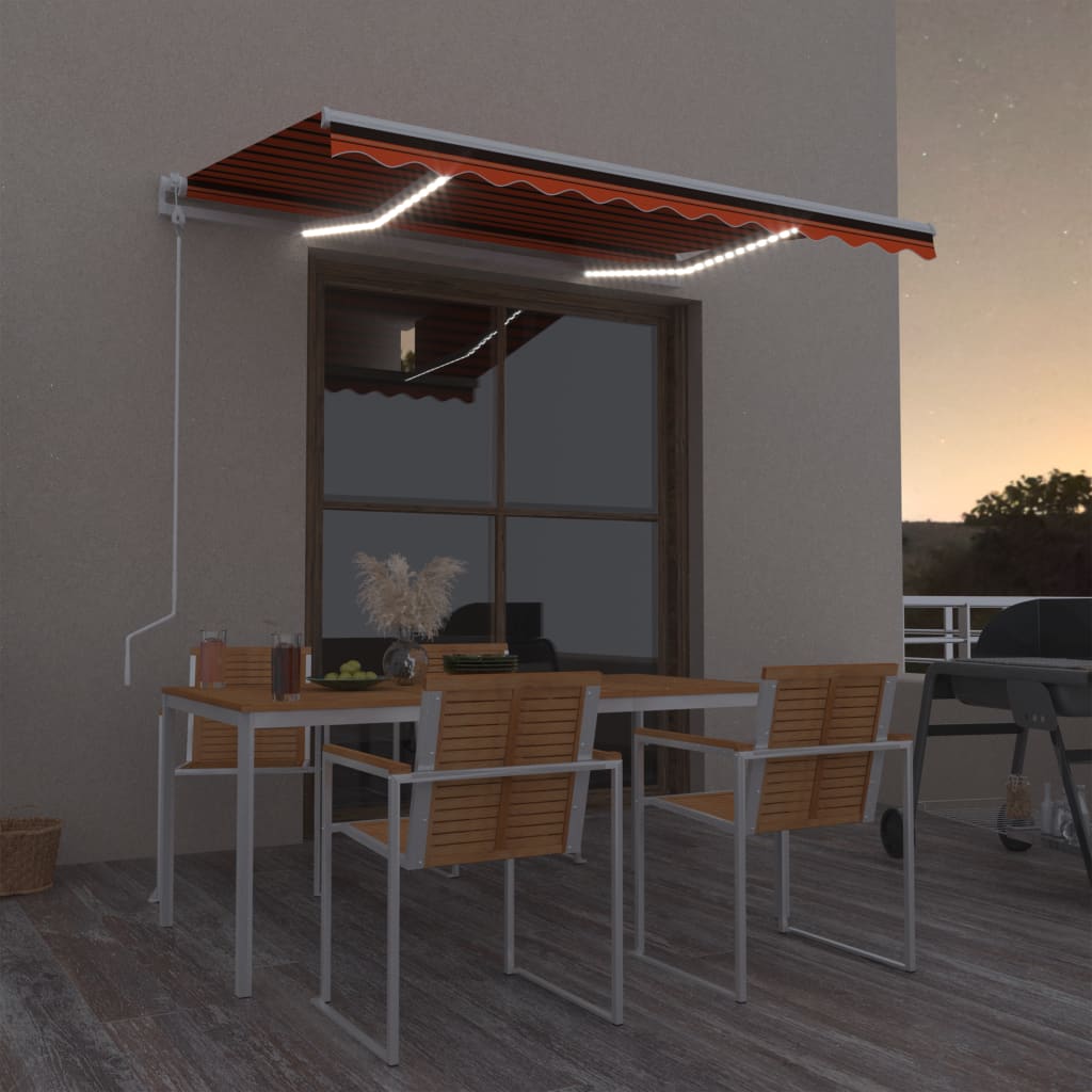 Vidaxl Luifel Automatik mit LED -Windsensor 350x250 cm Orange Braun