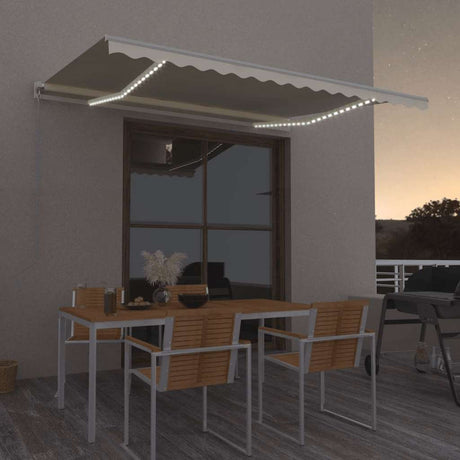 Vidaxl luifel manuell ausziehbar mit LED 400x300 cm cremefarben