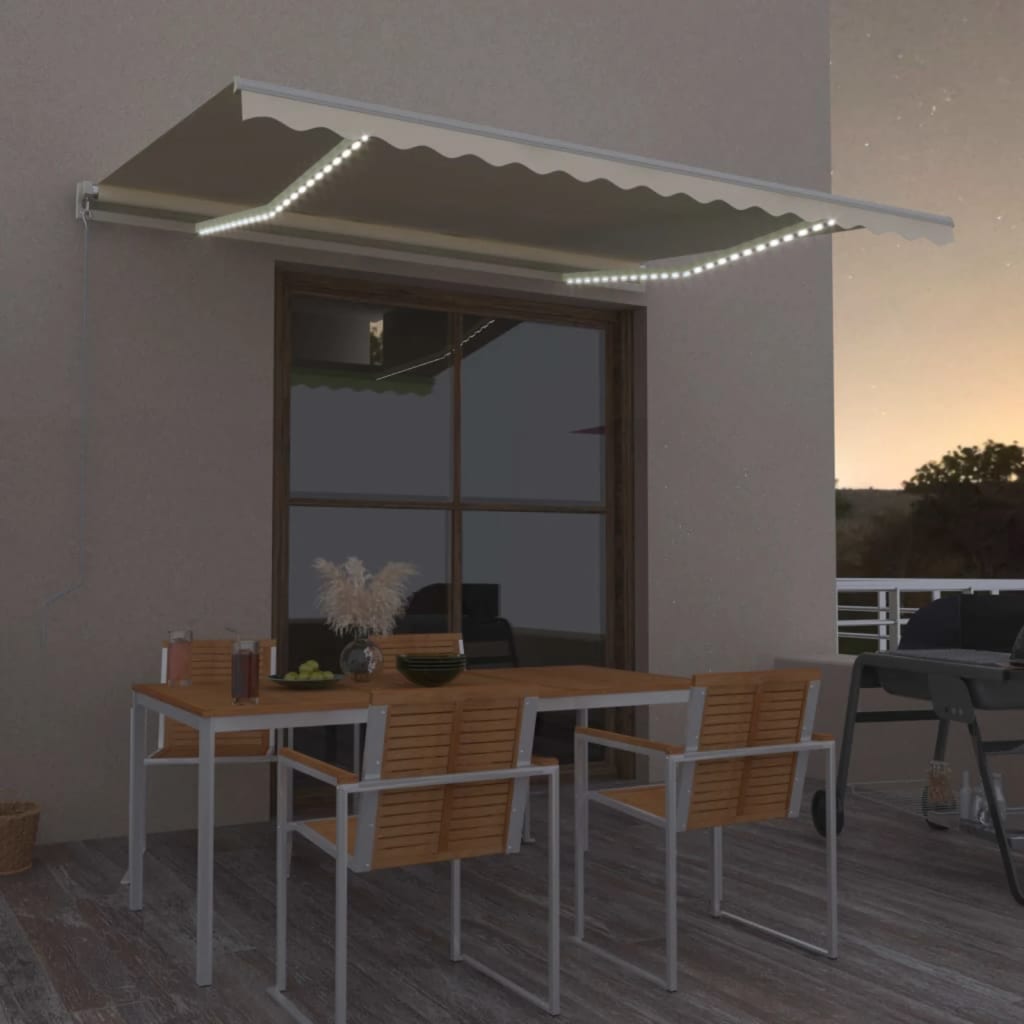 Vidaxl Luifel mit LED 450x300 cm creme -gepflegt