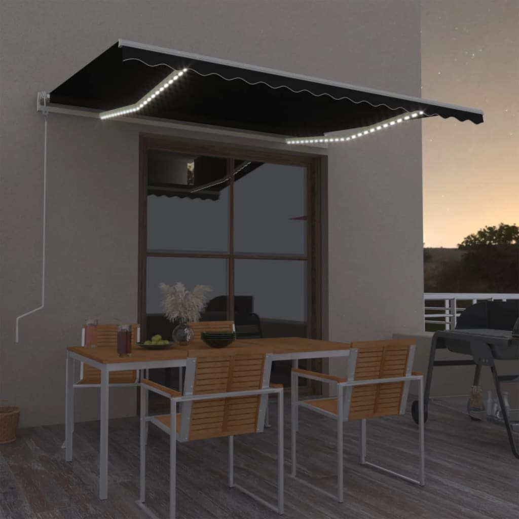 Vidaxl Luifel Automatik mit LED- und Windsensor 450x300 cm Anthrazit
