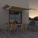 Vidaxl luifel manuell ausziehbar mit LED 500x300 cm gelb und weiß