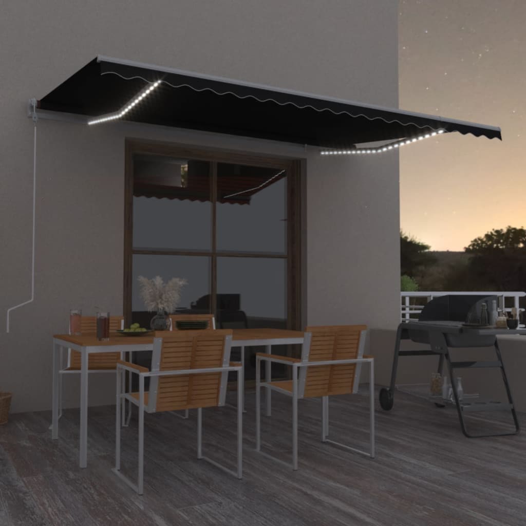 Vidaxl Luifel Automatik mit LED- und Windsensor 500x300 cm Anthrazit