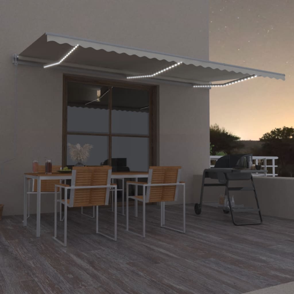 Vidaxl Luifel Automatik mit LED- und Windsensor 600x300 cm Creme Farbe