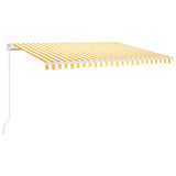 Vidaxl Luifel manuell ausziehbar mit LED 450x350 cm gelb und weiß